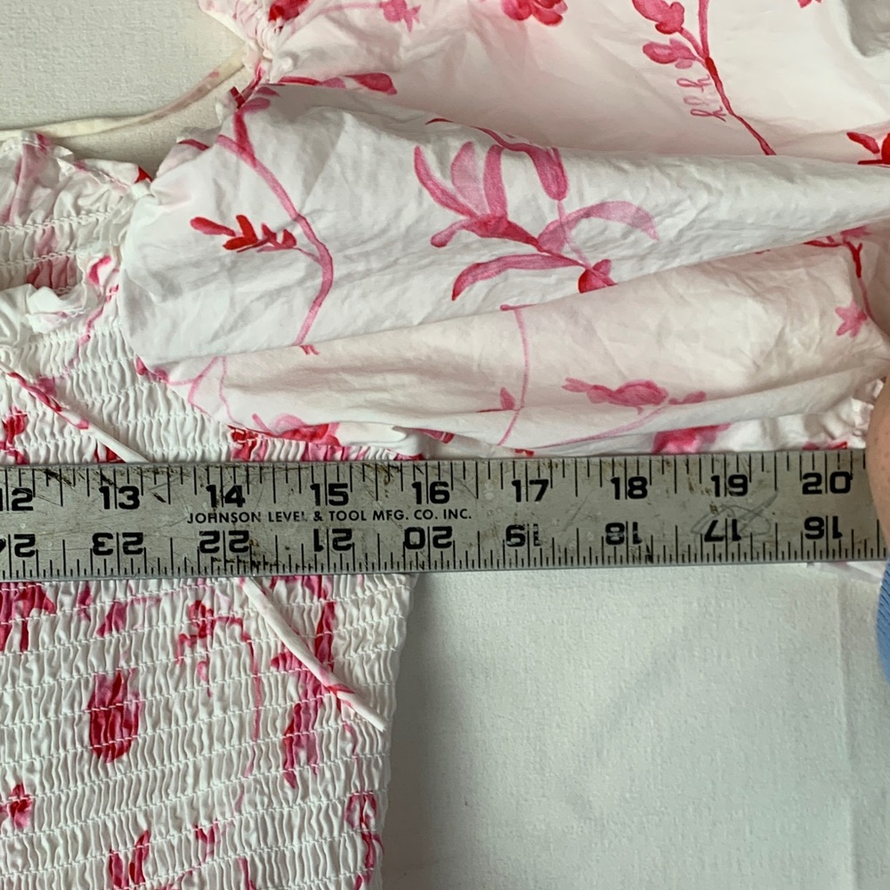 Hill House Floral Midi Dress - White with Pink Print - Picture 8 of 10